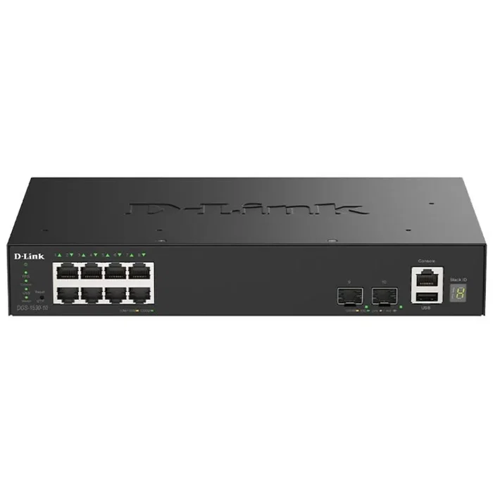D-Link DGS-1530-10/E Switch Gestionado L2 con 8 Puertos Gigabit y 2 SFP+ 10G